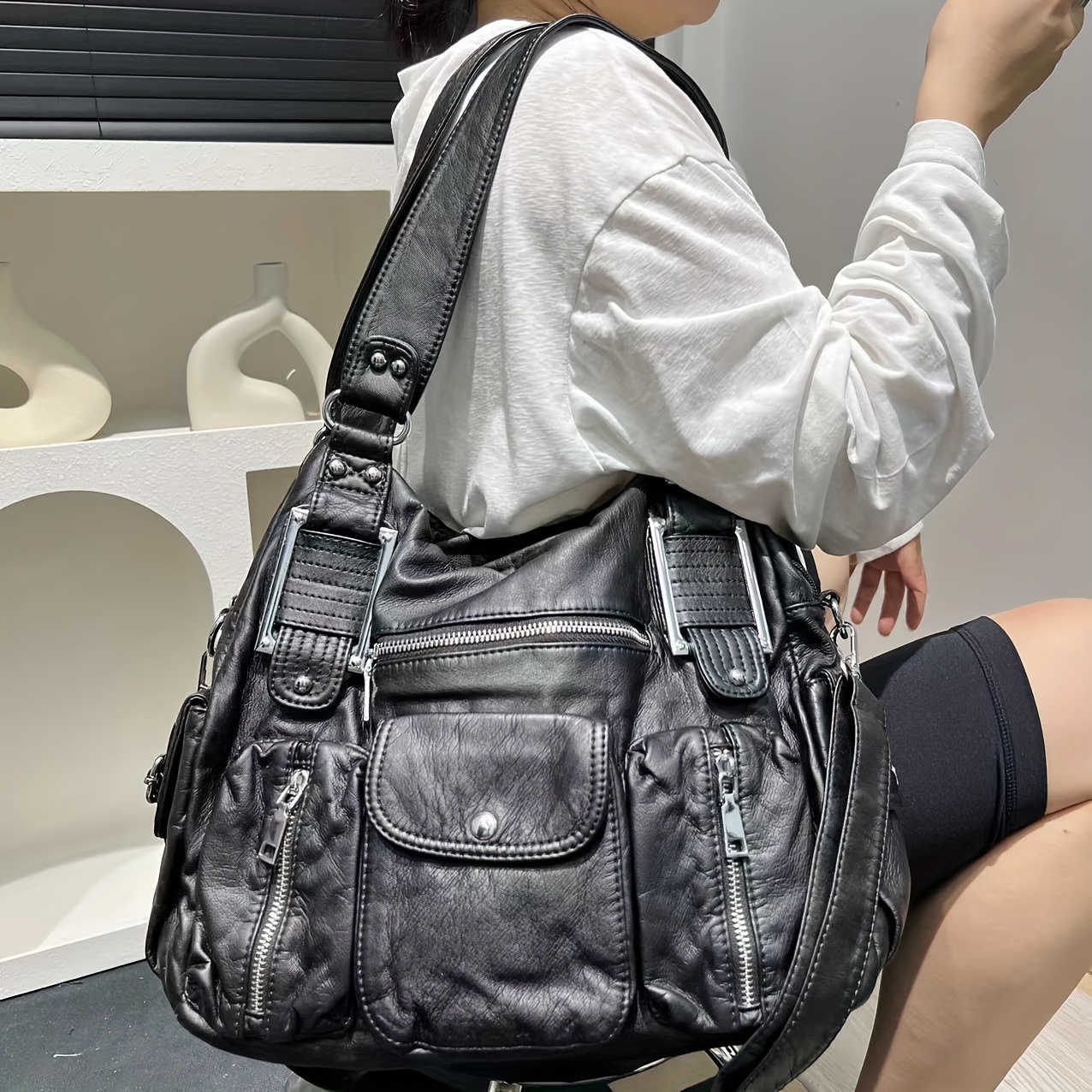 womens y2k retro soft tote bag large capacity multi pocket - Temu