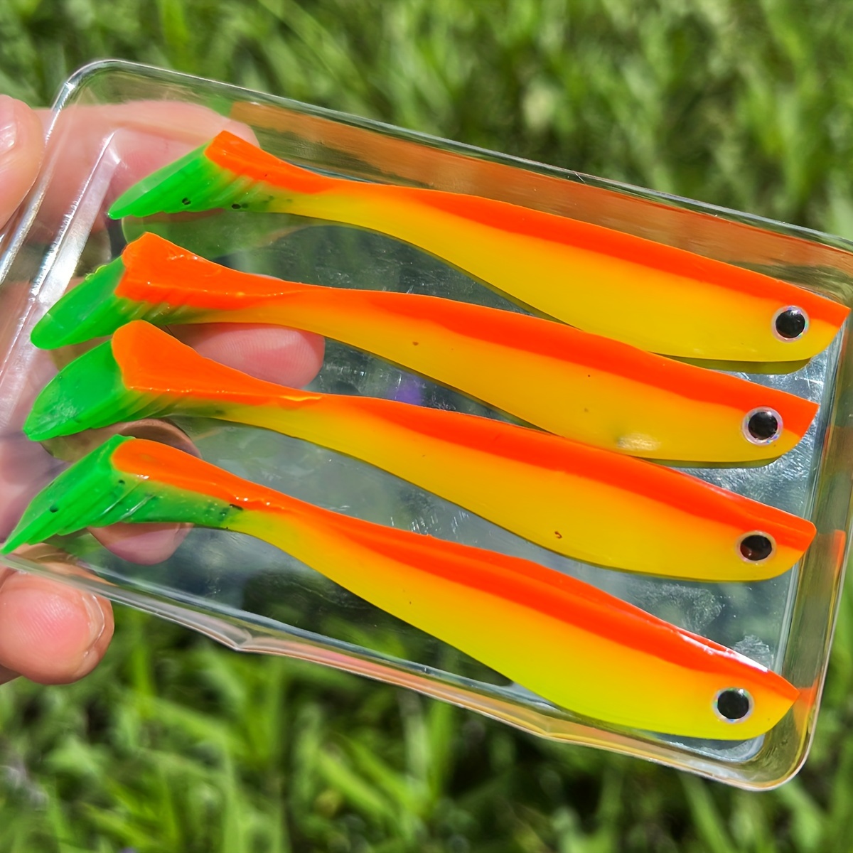 

Silicone Soft Fishing Lures Set Of 4 - Handmade Realistic Swimbaits, Color Assortment, Fishing Baits And Attractants