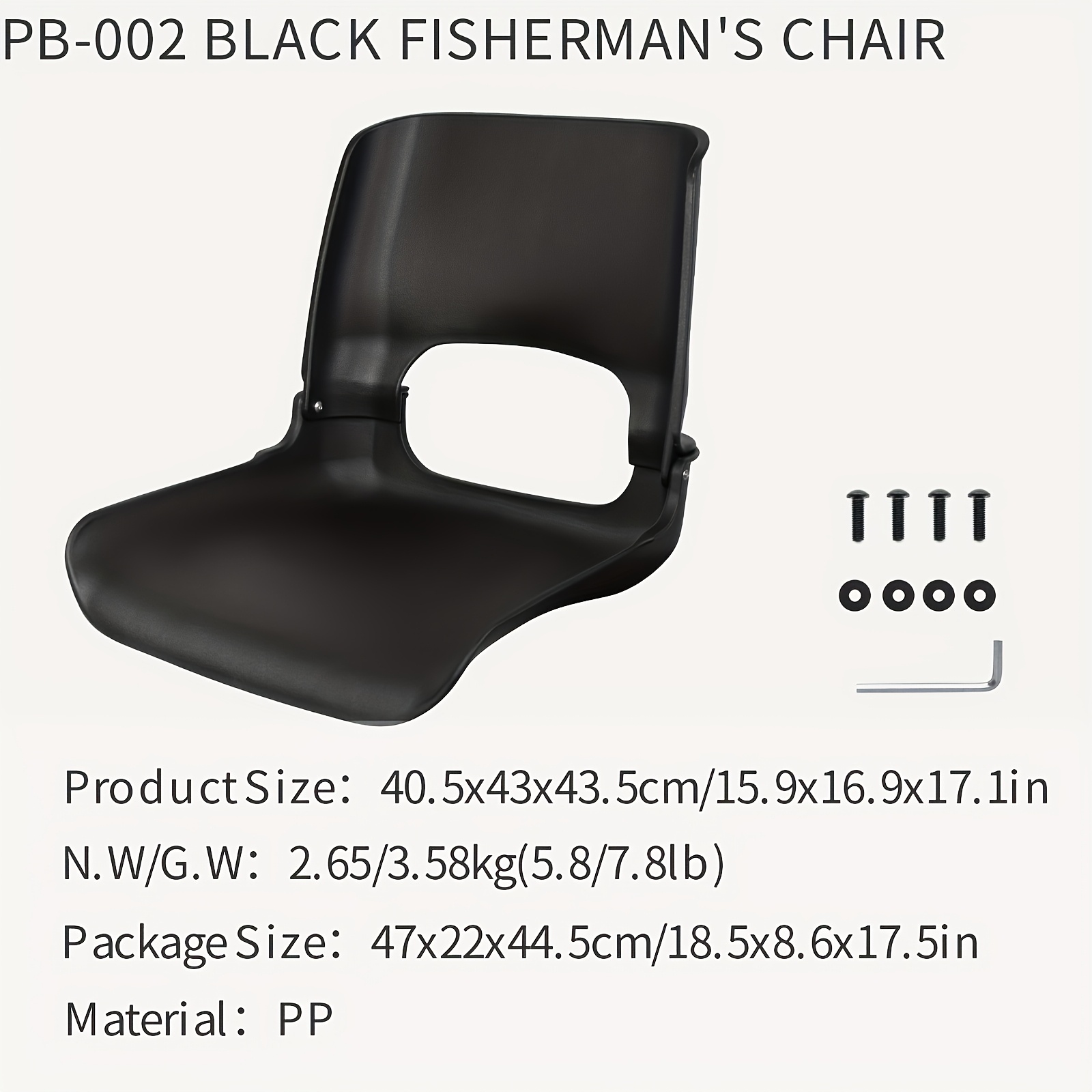 Foldable High Back Clamshell Fishing Chair, Black/Grey