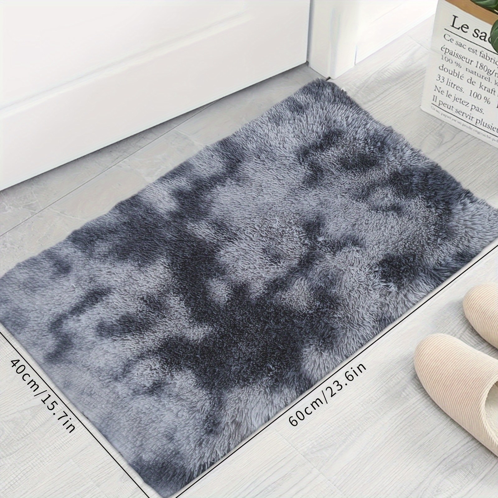 1pc ultra soft shaggy area mat plush fluffy light gray mat 63 x 31 5 ideal for bedroom living room dorm home decor machine washable polyester rectangular tie dye design rugs for living room details 5