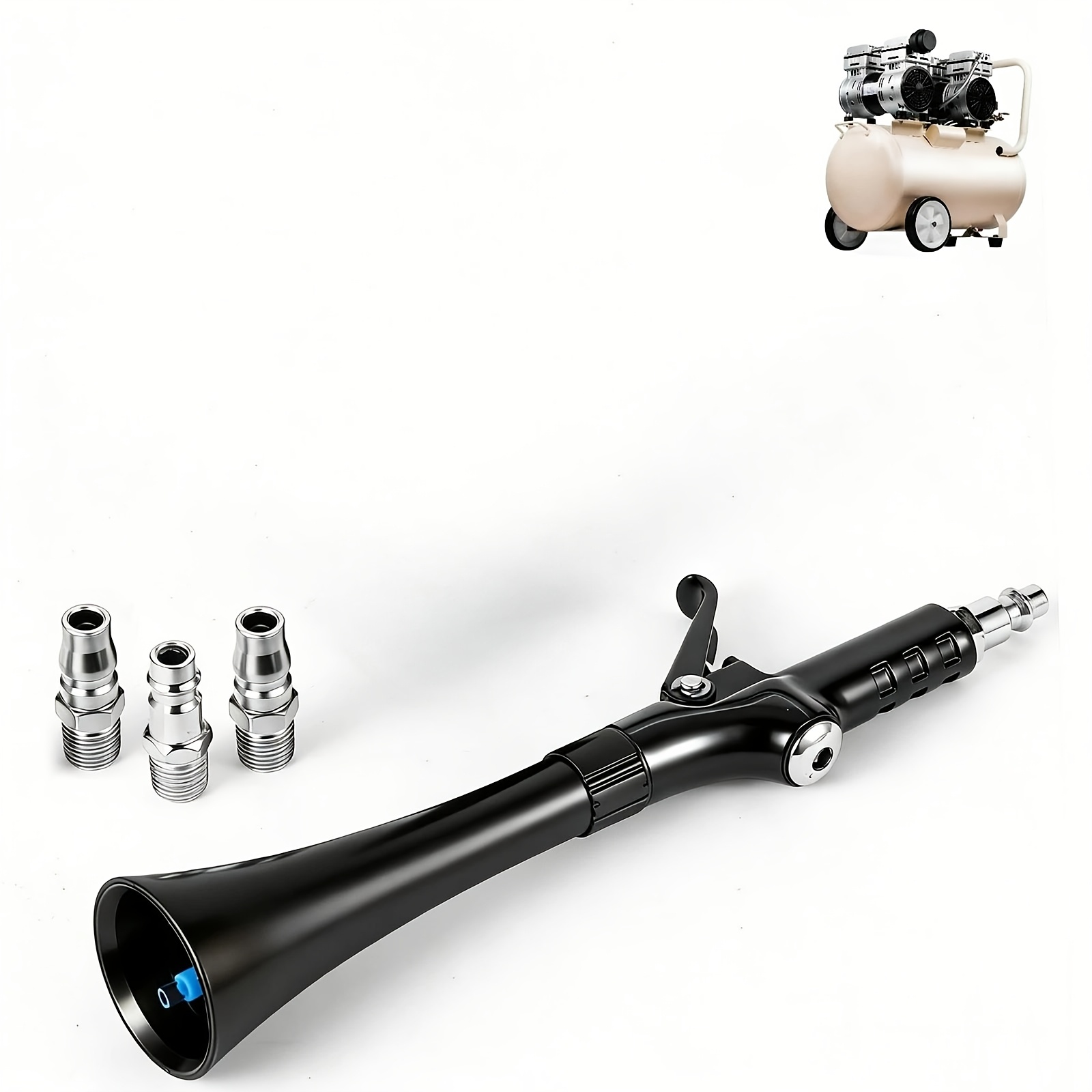 TEMU Tornado Mini Air Cleaning Gun For Car Detailing - High-pressure With 2-in-1 Dual-head Nozzle, With/without Cleaning Brush Option , Compact Metal