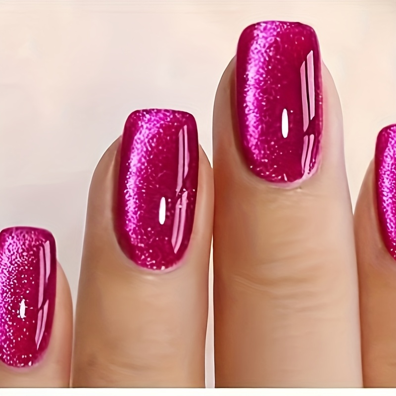 TEMU Cat Eye, Women's Gift, 12 Sizes - 24 Reusable Soft Gel False Nails, Peach Pink