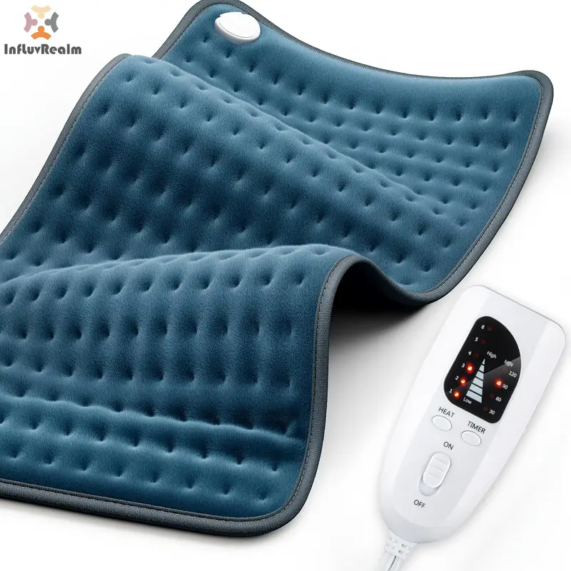 electric heating pad for back neck shoulder knee leg 6 heat levels up to 150 f 2 hour auto off 12x24 inch soft flannel machine washable gift for men mom dad portable heat premium look pad durable Product details 0