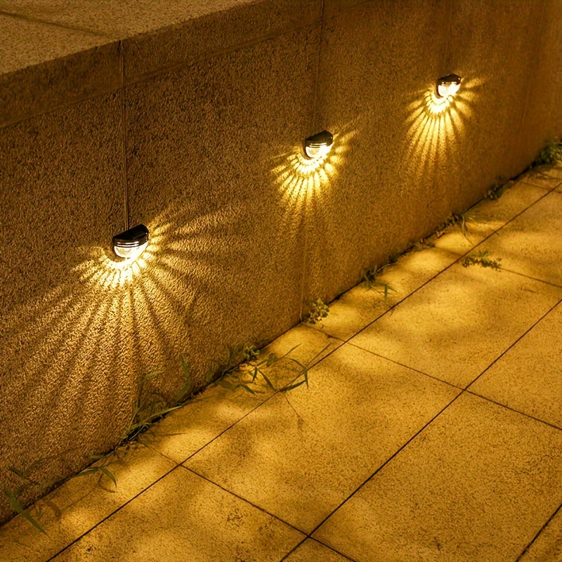 TEMU Outdoor 5/10/15 Pack Solar Deck Lights Led Solar Step Lights Solar Powered Stair Lights Fence Lights For Outdoor Stairs Step Fence Yard Pathway