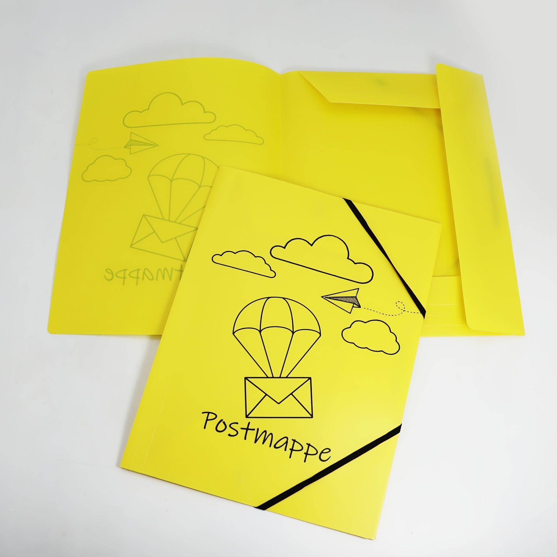 Elasticated Folder A4 Polypropylene With 3 Flaps Yellow, Post Folder A4 School Yellow Plastic Portfolio Folder With 3 Inner Flaps And 2 Elastic Bands Quick Folder And Durable Document Folder