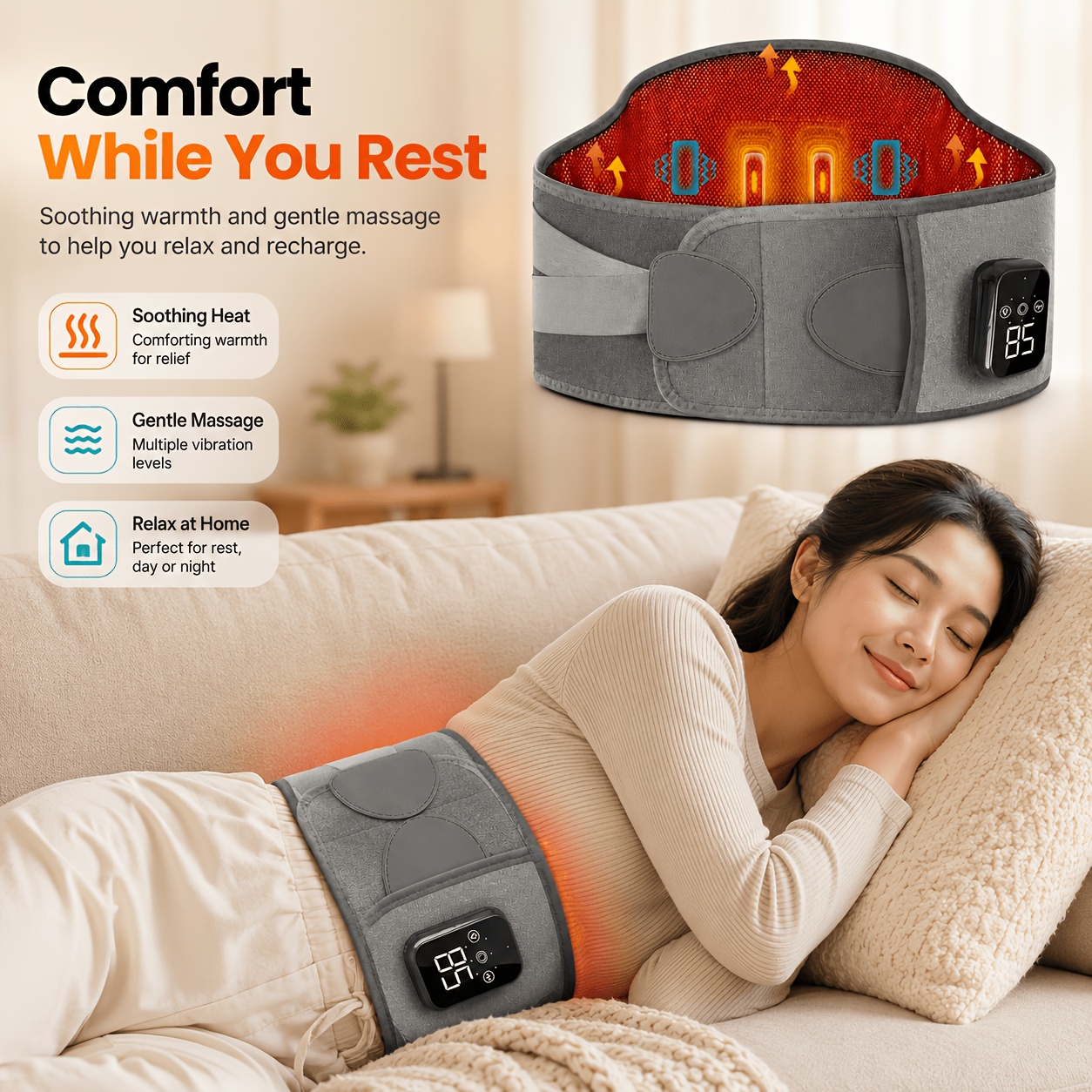 Wearable Lower Back Massager with Wireless Heating Pad