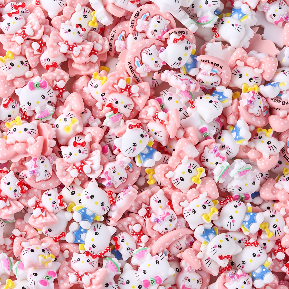 

20pcs Sanrio Hello Kitty Charm Set - Cute Pendants For , Keychains, Hair Clips & Phone Case Decorations (assorted Designs, No Holes)