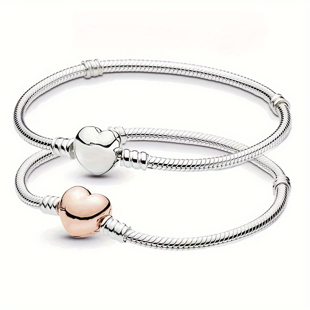 

Diy Charm Bracelet Kit - Alloy Snake Chain With Arrow & Heart Beads For Jewelry Making