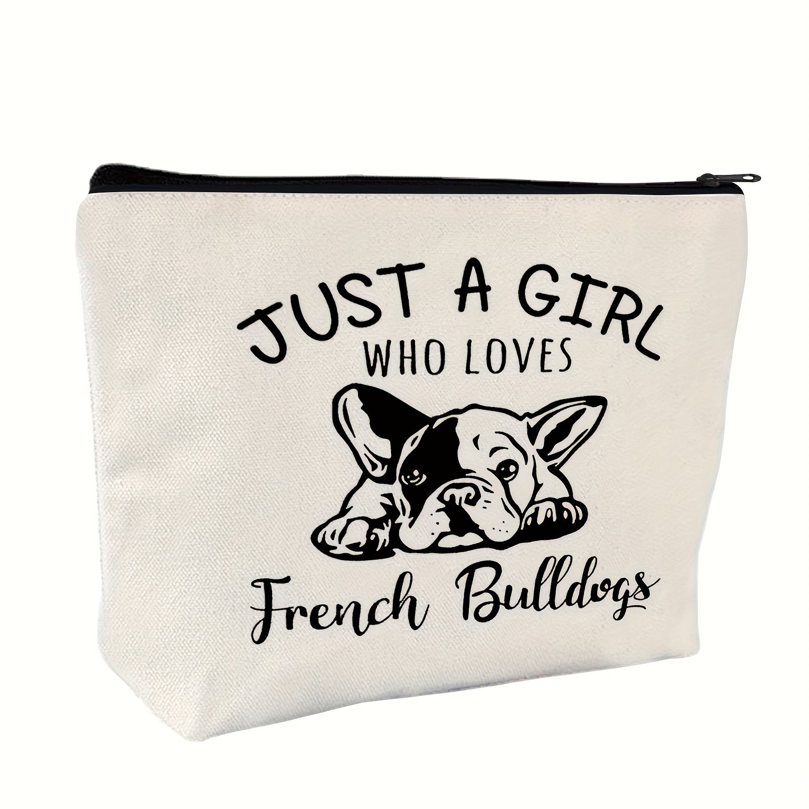 

Chic French Bulldog Canvas Makeup Bag - Perfect Gift For Dog Lovers, Women's Cosmetic Pouch With Zipper