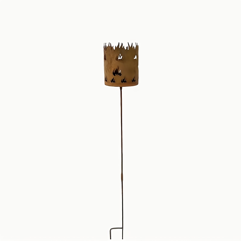 Image of [3d] 1pc Vintage Rustic Metal Flame Torch - Outdoor -standing Candle Holder Suitable For Garden,, Weddings, For, Easter, Weddings, Lighting Decor