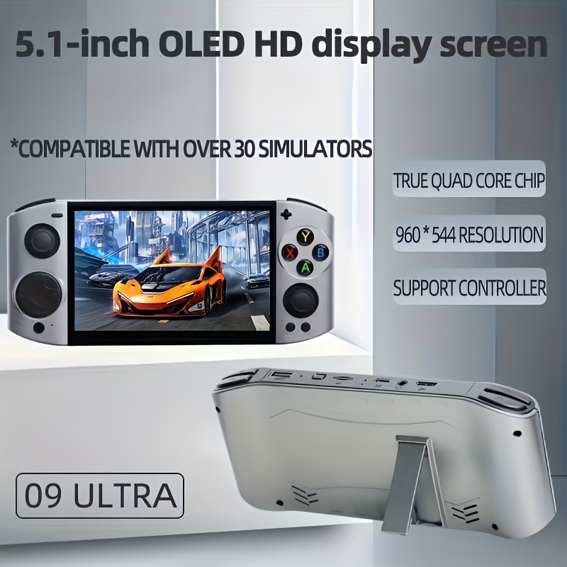 for 09 ULTRA Portable Handheld Game Console - 5.1” HD Screen, Quad-Core CPU, 30+ Emulators, - Retro Gaming System with Stereo Sound, Compatible with titles (No, Simulator Games Only)