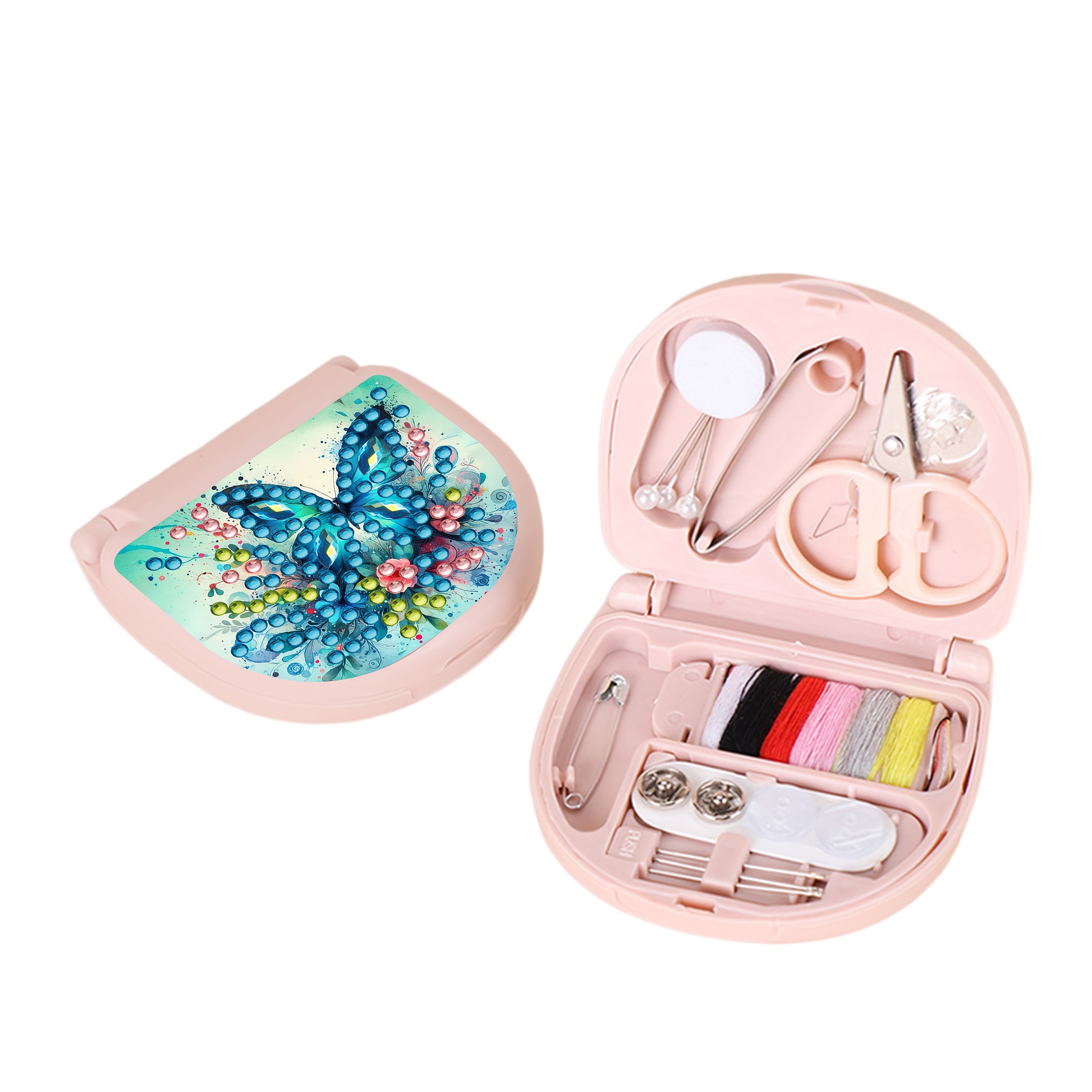 TEMU 1pc Diamond Painting Kit Mini Portable Sewing Set - Mint-colored Wing Pattern With Round And Irregular Shaped Diamonds, Suitable For Home Use,
