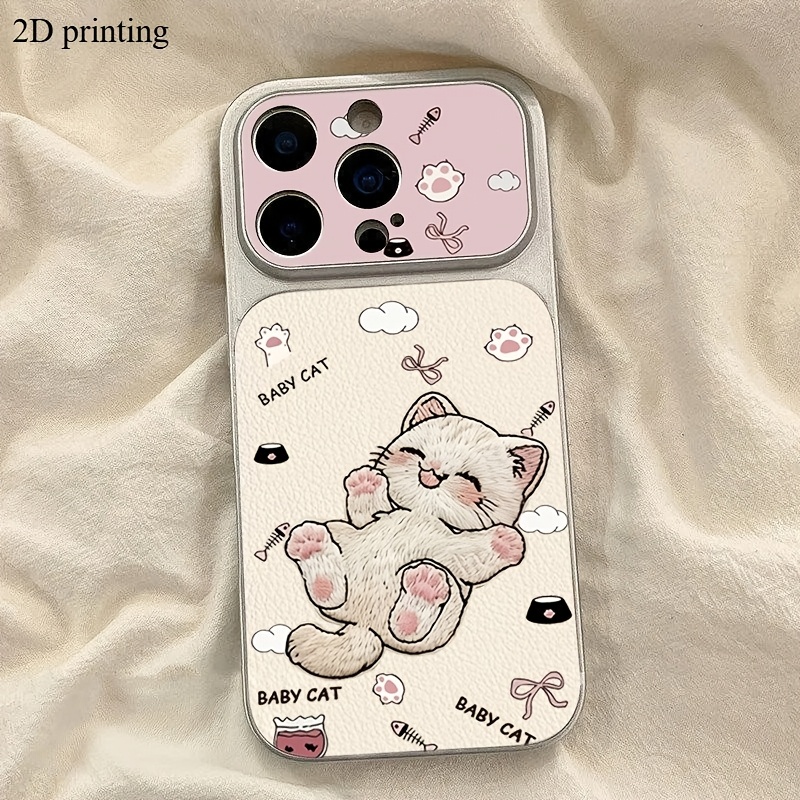 TEMU Phone Case: 2d Printing Cute White Cat Phone Case, Suitable For Iphone 18 17 16 Pro 15 Pro 14 13 12 11 Pro Max 16e 17e Phone Case