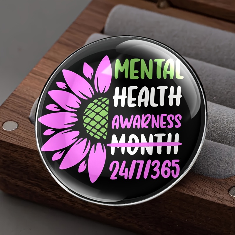 TEMU Mental Awareness Month Pin Brooch Made Of Metal Alloy, Suitable For Clothing, Hats, And Backpacks - A Stylish Accessory For , , And Colleagues -