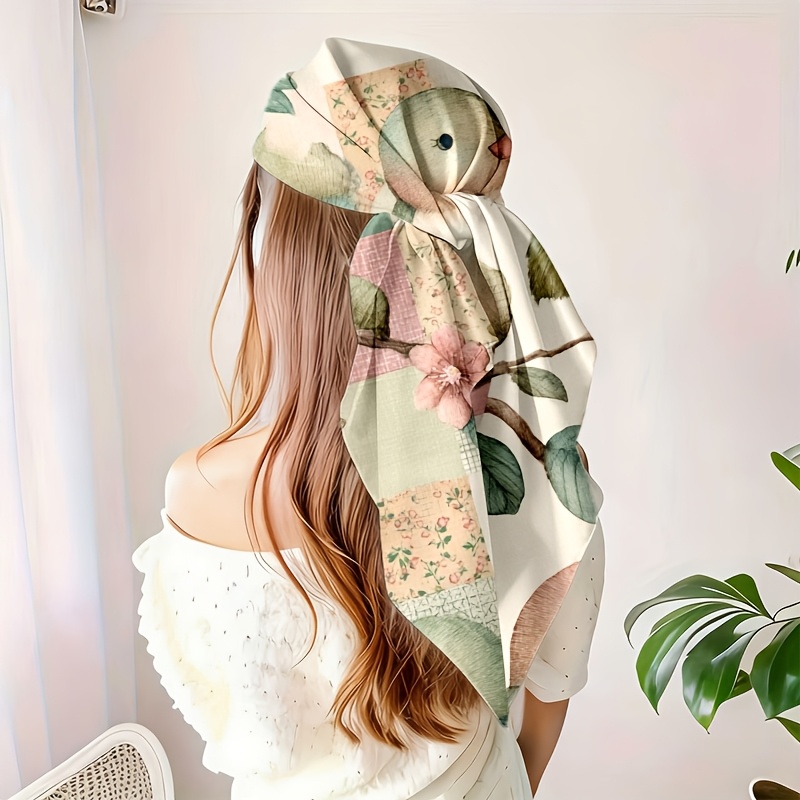 1pc Elegant Fashionable Fresh   Perch Branch Cherry     Scarf, Casual Decorative Headscarf/Neck Scarf/Bag Accessory, Suitable for Outdoor Sports/Daily Wear/Gym/Commuting/Travel/Casual  , All-Match  