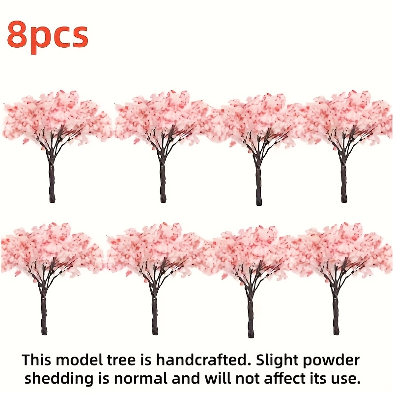 8pcs Miniature Cherry Tree Models - Realistic Trees With Suitable For , Tabletop Wargames, Model Railroading & Dollhouse Scenes - Tiny Landscape Decor, Trees