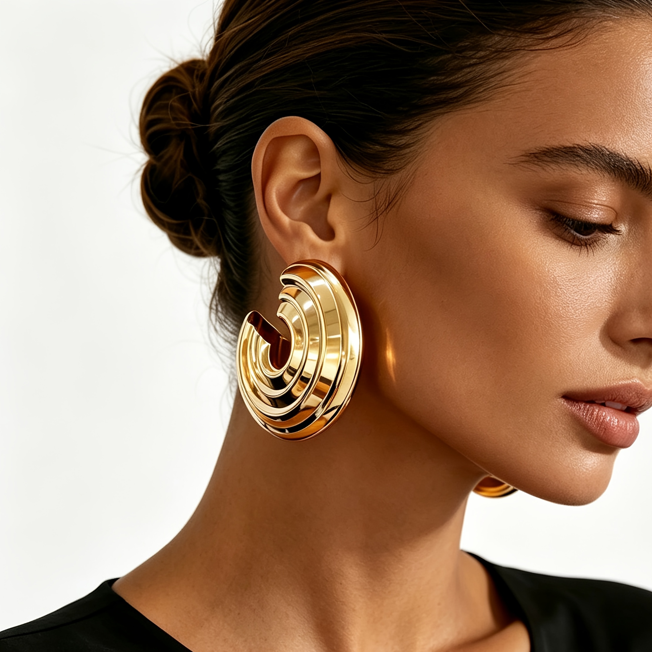 Women's 3D Geometric Circular Imitation Vortex Spiral Hoop Earrings