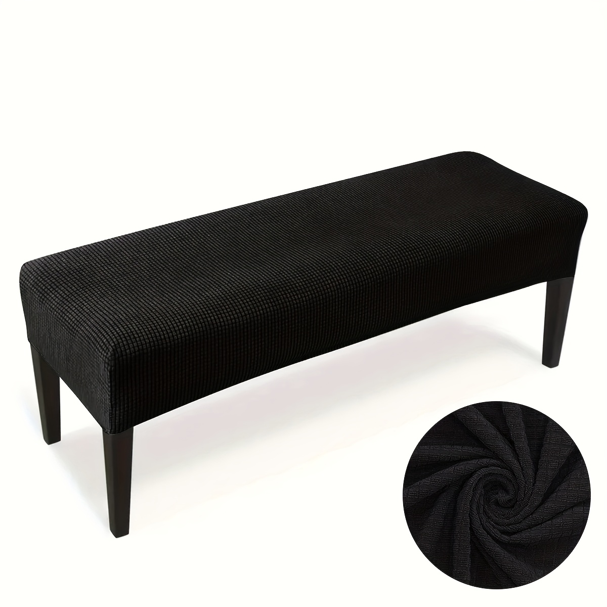 Image of 1pc Jacquard Dining Bench Slipcover, Stretch Piano Bench Cover, Washable Removable Seat Cover For Office, , Bedroom, Kitchen, Decorative Bench Slip-