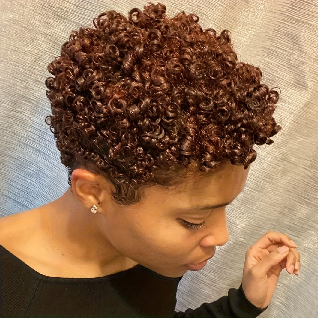 TEMU Women's Short Afro Curly/kinky Wig - 3d Small Curls, Deep Brown Look Synthetic Hair Suitable For Cosplay, Halloween, Parties, Festivals - Short