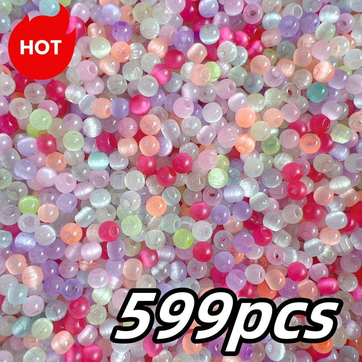 E-shop 599 Stk. 4mm Mehrfarbige Glasperlen mit Geradem Loch für Schmuckherstellung - Bunte Sortiment, Handgefertigte Zwischenperlen für Modeaccessoires