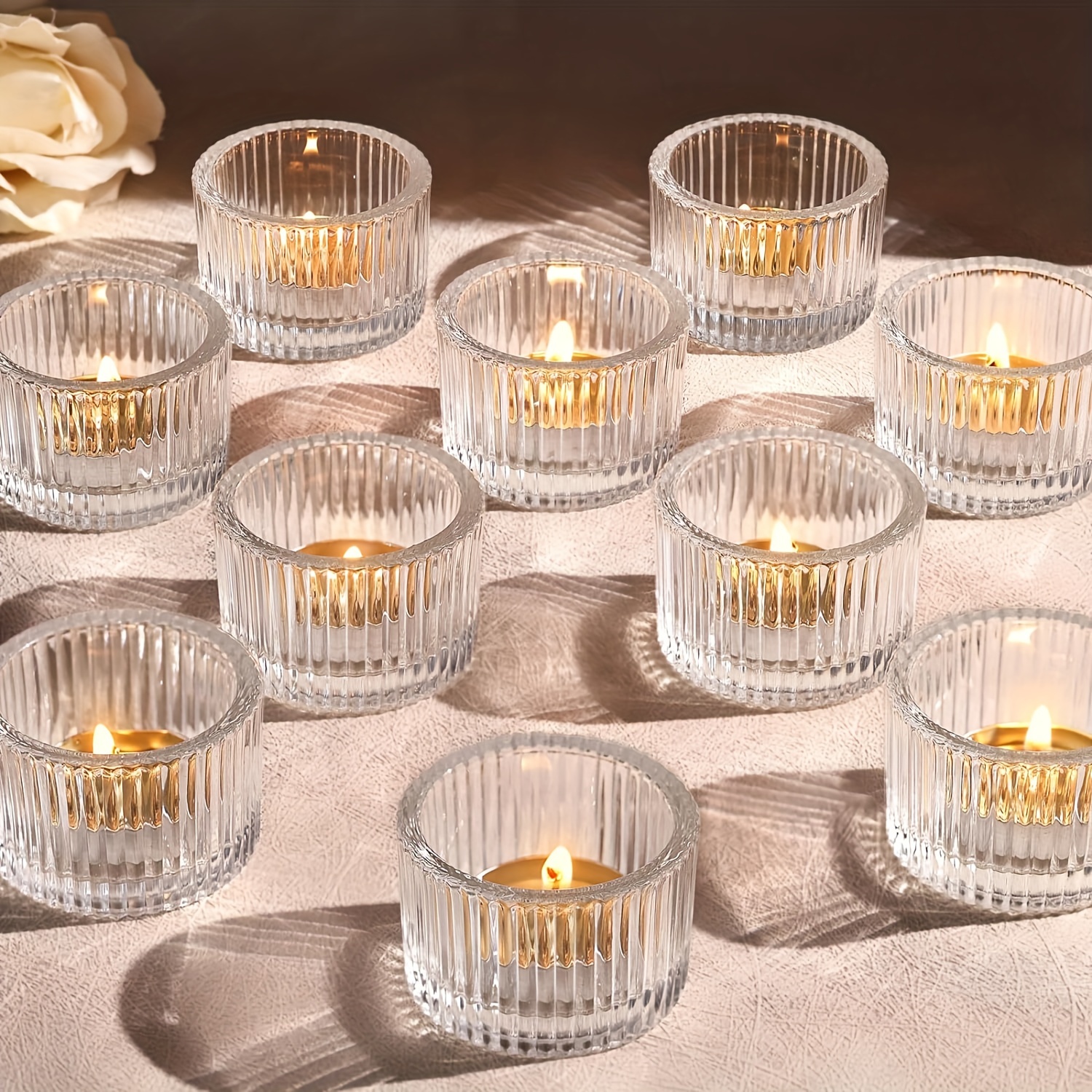 

Elegant 24pcs Golden Candle Holders - Polished Glass Votive Centerpieces For Weddings, Parties & Home Decor