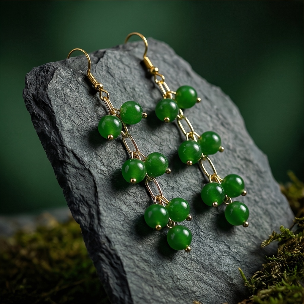 TEMU Pendientes de borlas con cuentas redondas de natural, pendientes vintage frescos y elegantes para mujer, que atraen y , regalo de joyería para