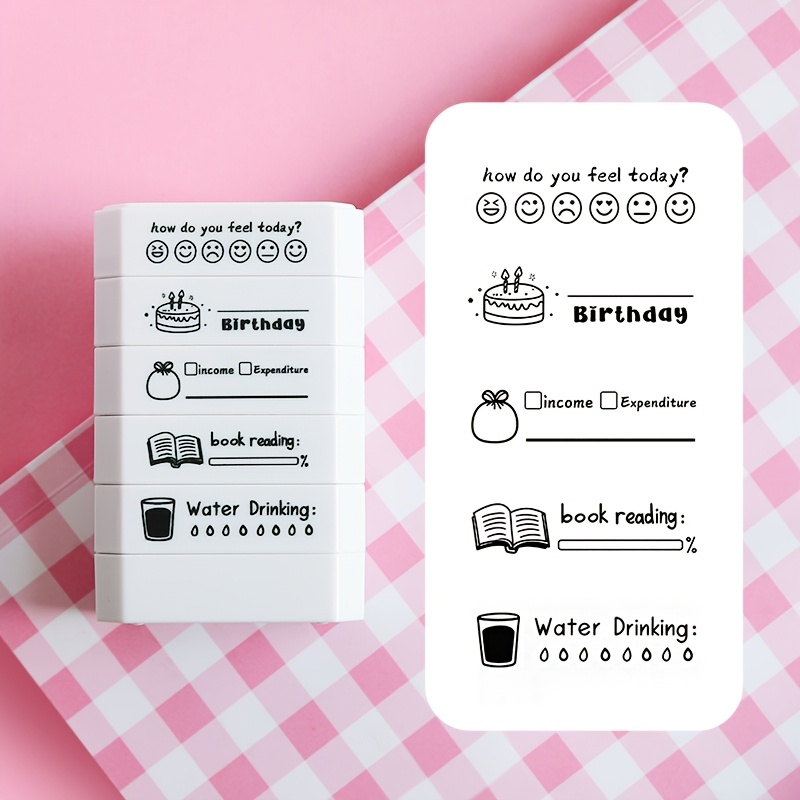 5-layer Stamp For Journaling & Planner Stamps - Tracking Birthdays, Water Intake, Expenses, Reading Log, Mood Diary - Gift