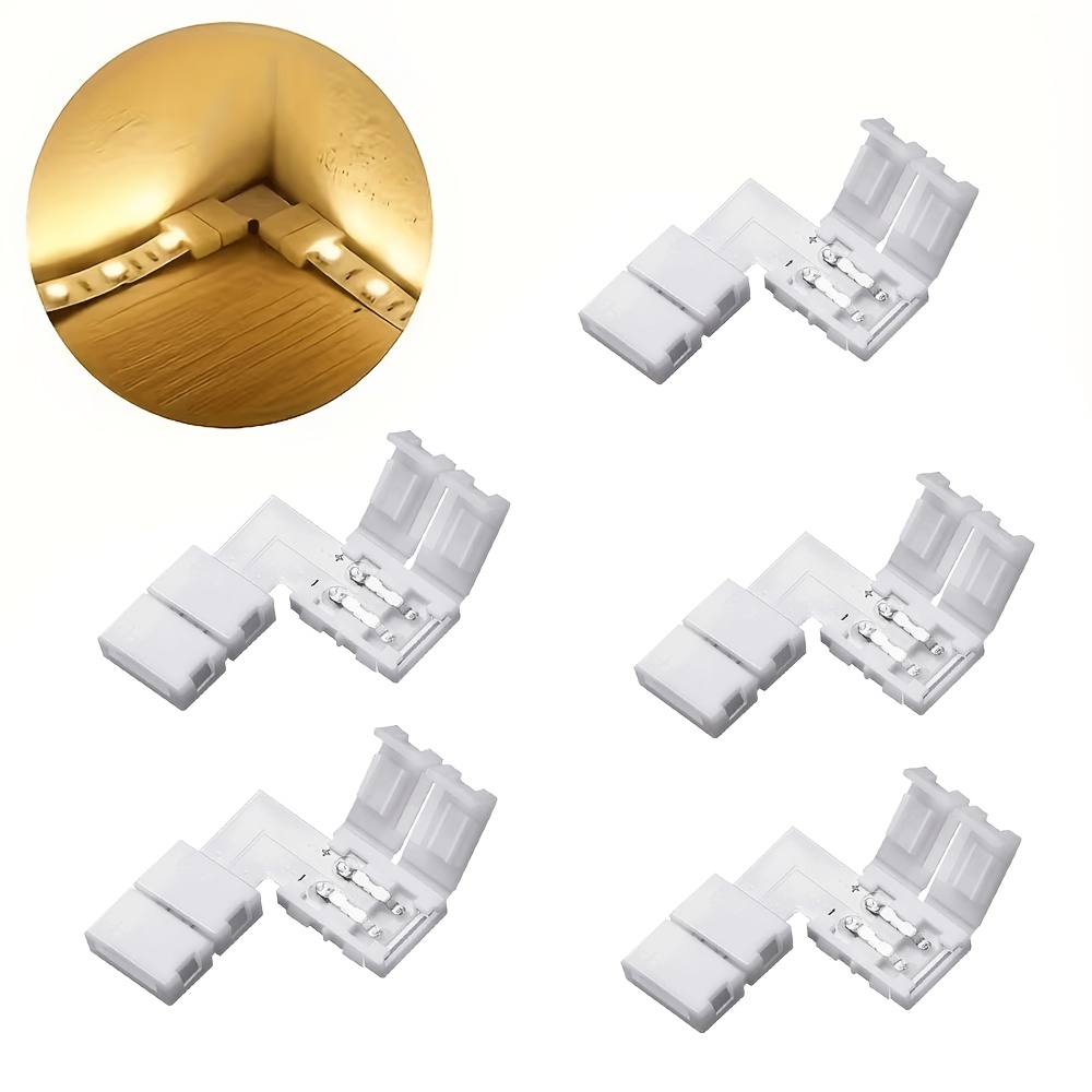 TEMU 2/5 pezzi Connettori LED a 2 pin, connettori ad retto e angolari da 8 mm di larghezza, adattatori senza saldatura, adatti per LED SMD 3528/2835