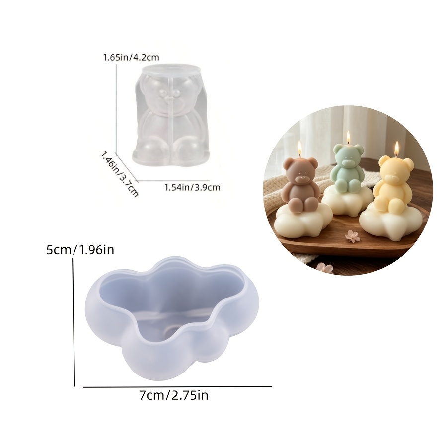 TEMU Set Of 2 Silicone Molds: Teddy Bear -shaped Candles (ideal For Baby Party Favors) Suitable For Baptism, Confirmation, And First Birthday