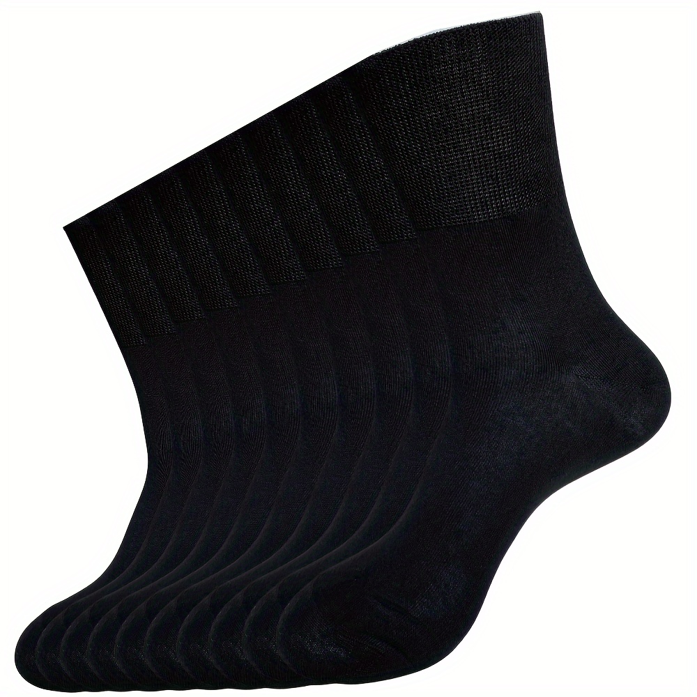 Image of 10 Pairs Of Unisex Mid-calf Socks With No , Featuring Extra-wide , Breathable And Comfortable, Suitable For Elderly Care, A Perfect Gift