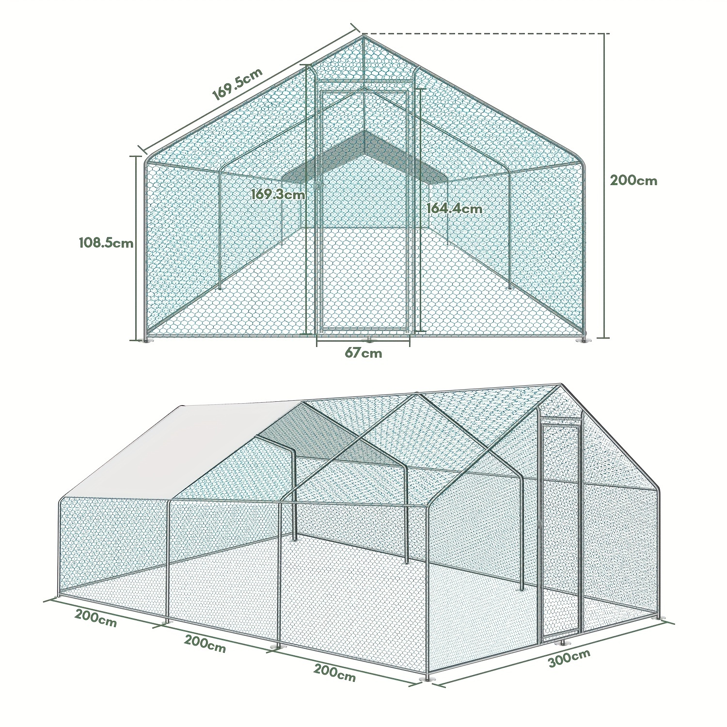 Image of Free Range Enclosure 3x2/3x3/3x4/3x6/3x8m Free Range Chicken Coop Cage