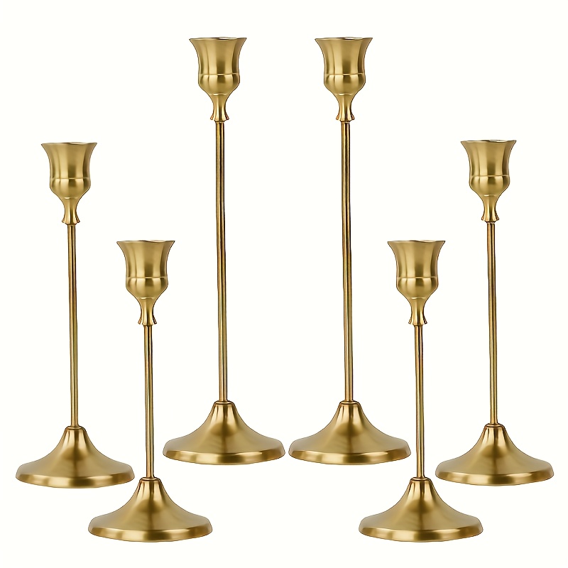 E-shop Metall Kerzenhalter Set, 6 Stück - Romantische Wohnaccessoires, Valentinstag, Ostern, Kerzenhalter für Spitzkerzen, Vintage Kerzenhalter,