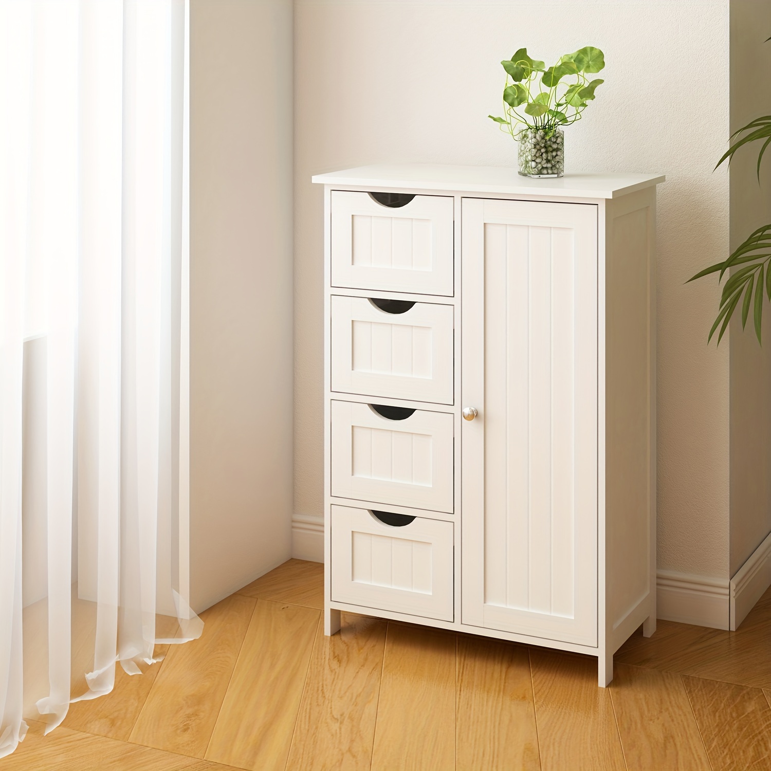 versatile wooden storage cabinet with drawers freestanding organizer for bathroom hallway living room bedroom contemporary white details 9