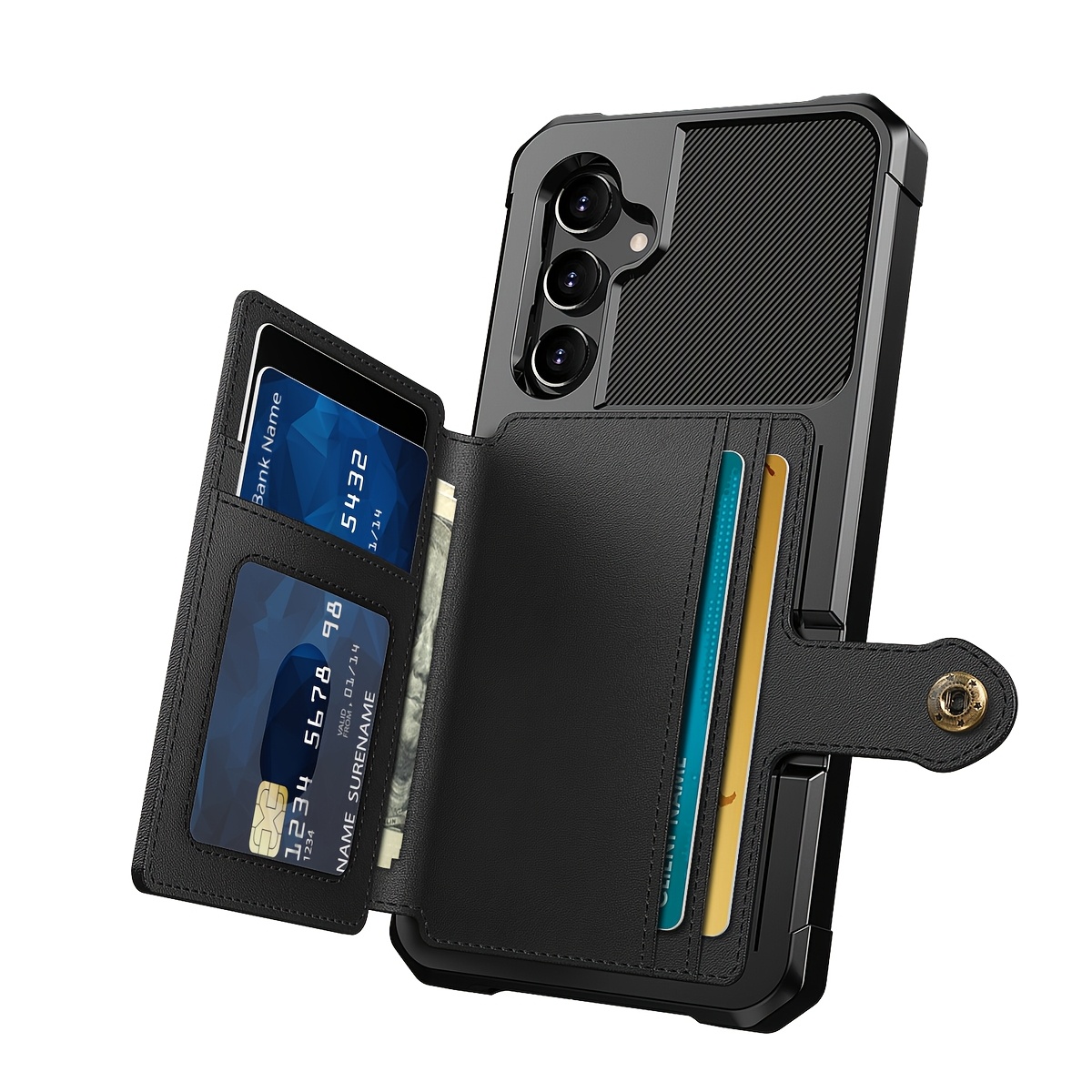 ZM03 Card Holder Faux Leather Case for 5G 5G Mobile Phone, with Card Slot, Compatible with Magnetic Car Mount, Heavy Duty Shockproof Durable Soft TPU Back Faux Leather Flip Wallet Cover - Image 30