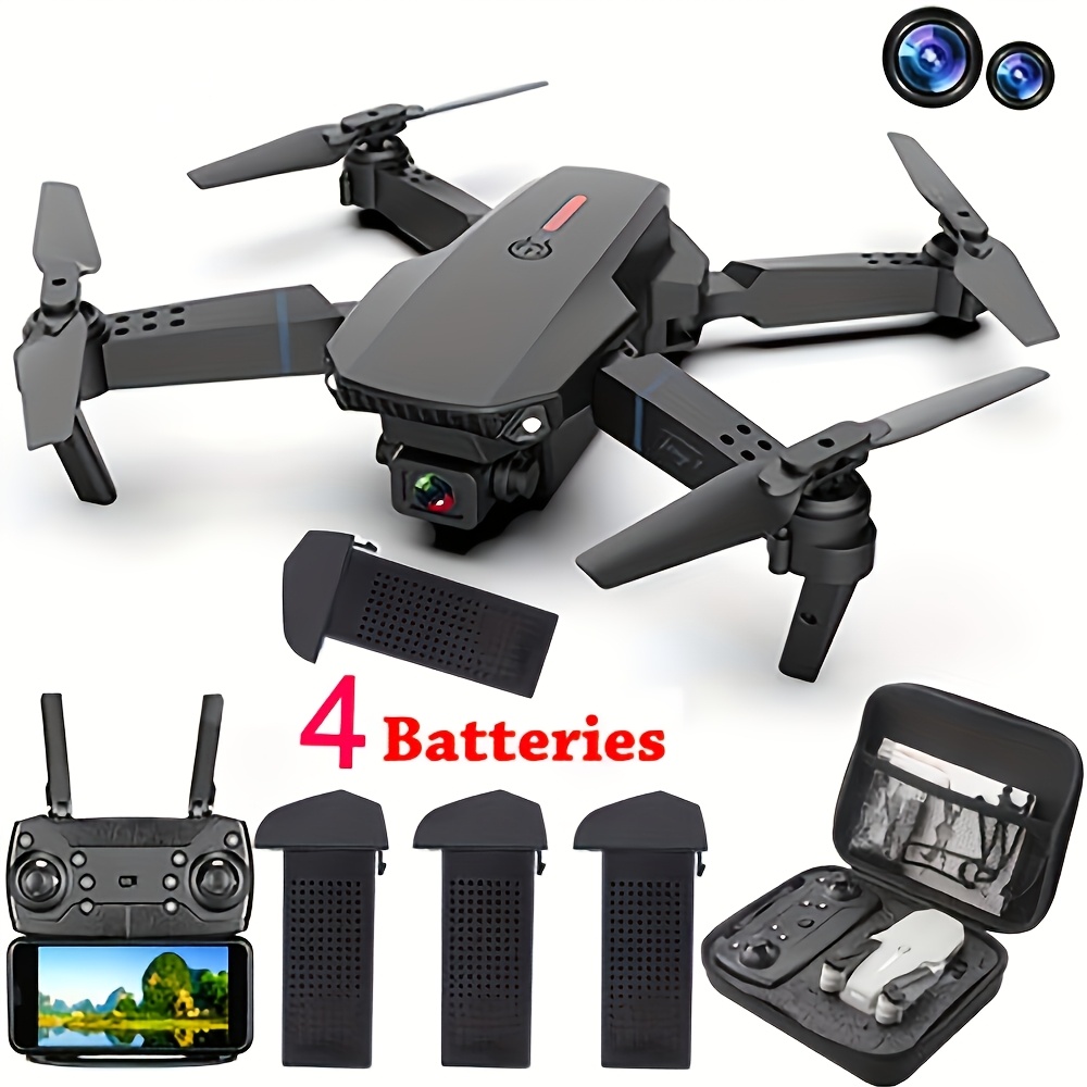 

Rc Drone With Sd Dual Camera Wifi Fpv Foldable Quadcopter+4 Battery - Height Fixed, Remote Control, Beginners, Christmas, Halloween, Thanksgiving Gifts, Hd Video Recording