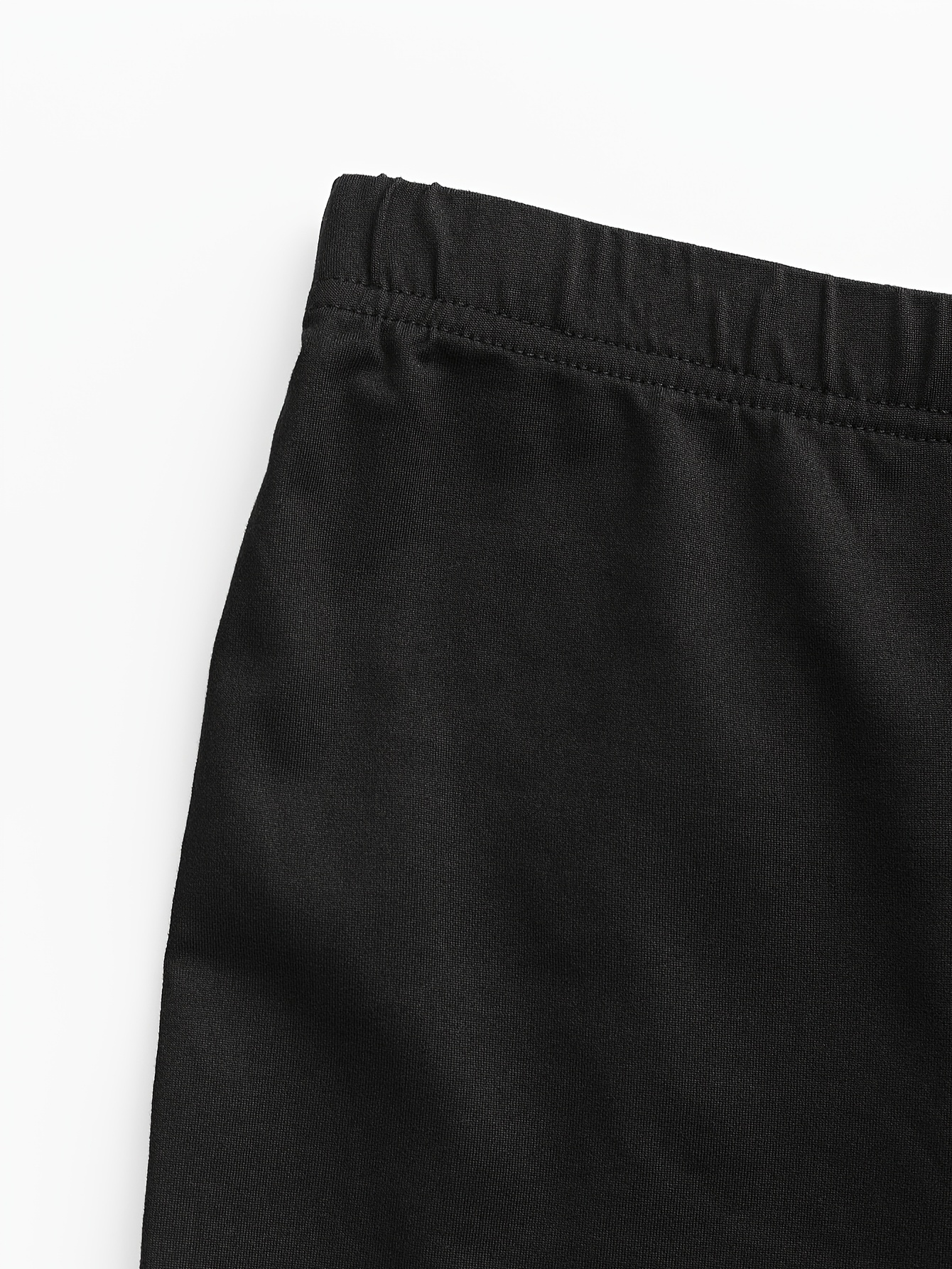 Plus Size, Plus Size High-Waisted Stretchy Rhinestone-Embellished Side Slit Capri Pants - Solid Black Casual Outdoor Leggings for Women, Spring/Summer Fashion, High Waist Pants, Spring Summer Apparel, Nontransparent Fabric, Spring Fashion, Breathable Material, Summer Wardrobe