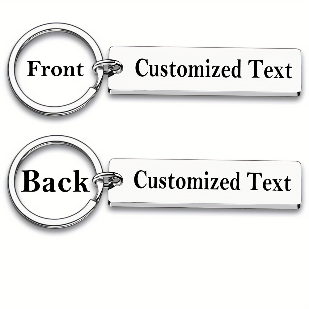 TEMU Custom 1pc Stainless Steel Keychain With Personalized Text Laser Engraved Metal Pendant, A Birthday Gift For Father's Day, Mother's Day,