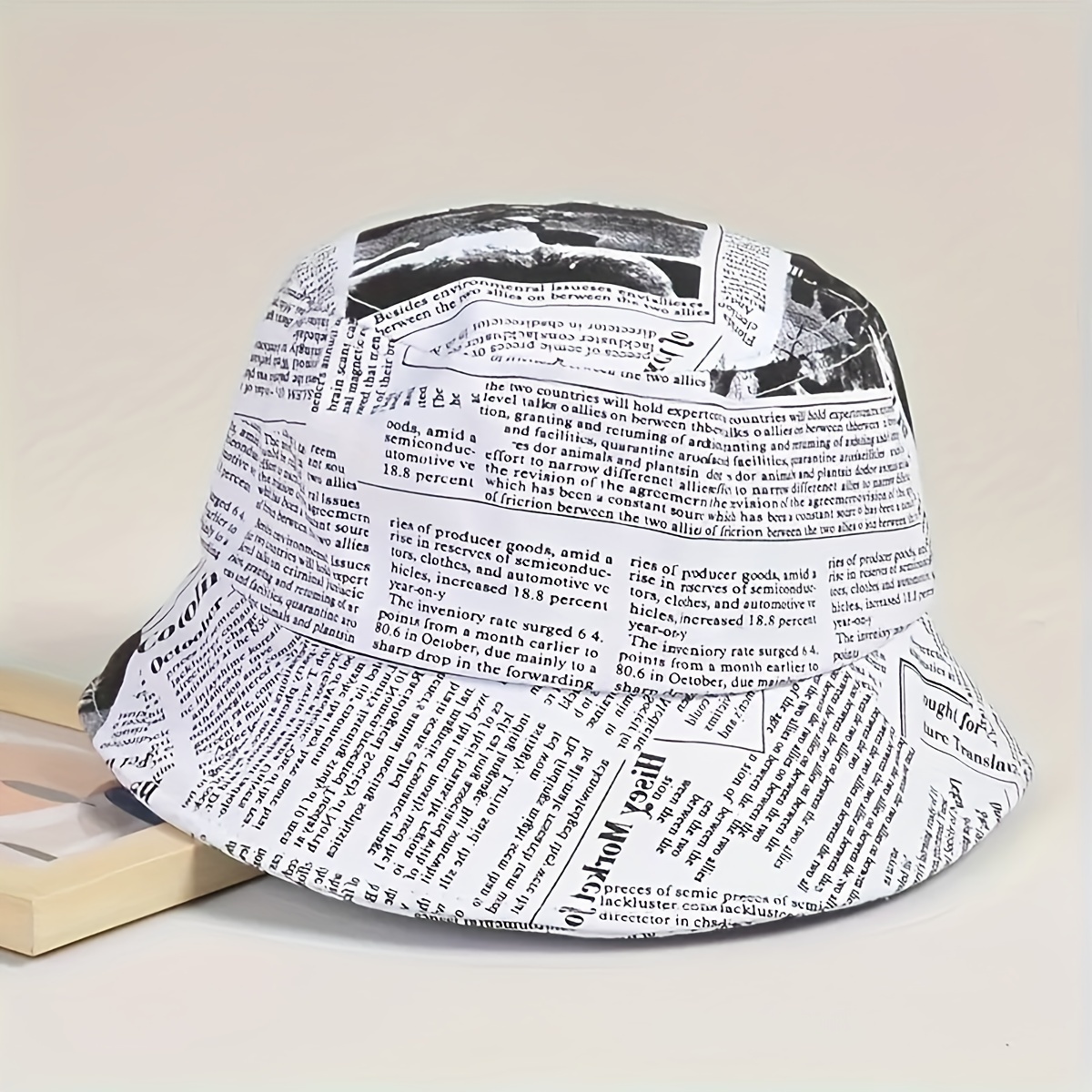 Hip Hop Unisex Bucket Hat Vintage Print Newspaper - Temu