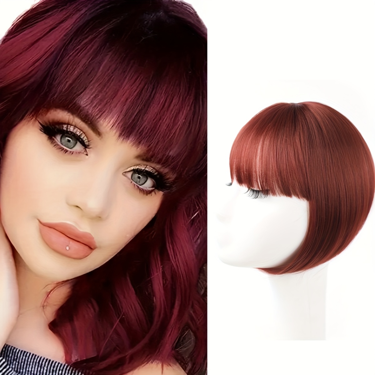 3  in bangs hair extensions for women straight hair topper for thinning hair hair loss natural look easy application versatile styling options secure clips for asian women natural   details 2