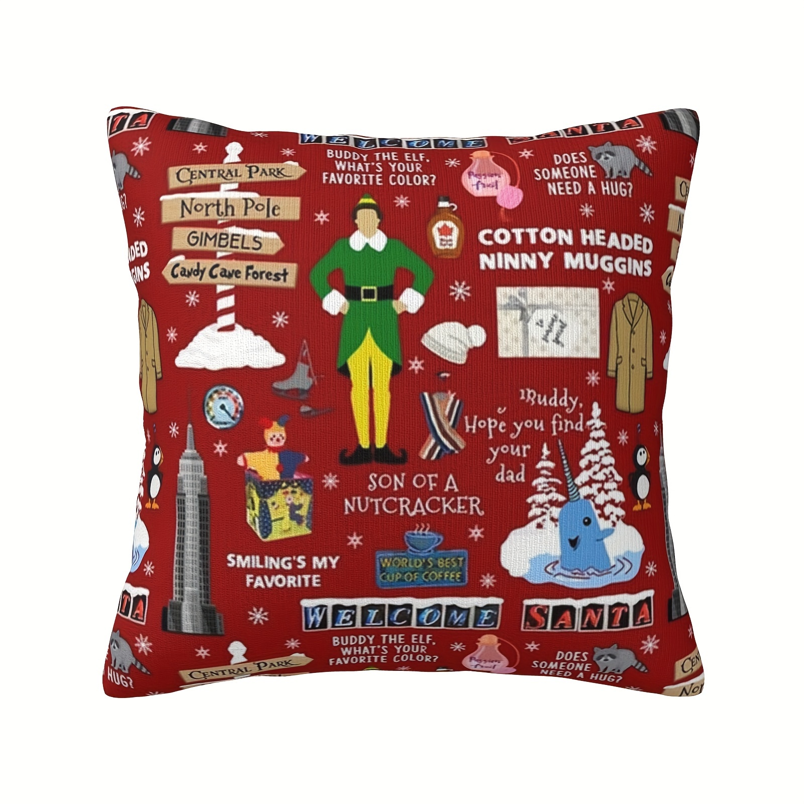 

Traditional-style Elf-themed Polyester Throw Pillow Cover, Hand Wash Only, Pattern With Zipper Closure, Woven Decorative For Rooms, Double-sided Print, 18x18 Inches - No Insert