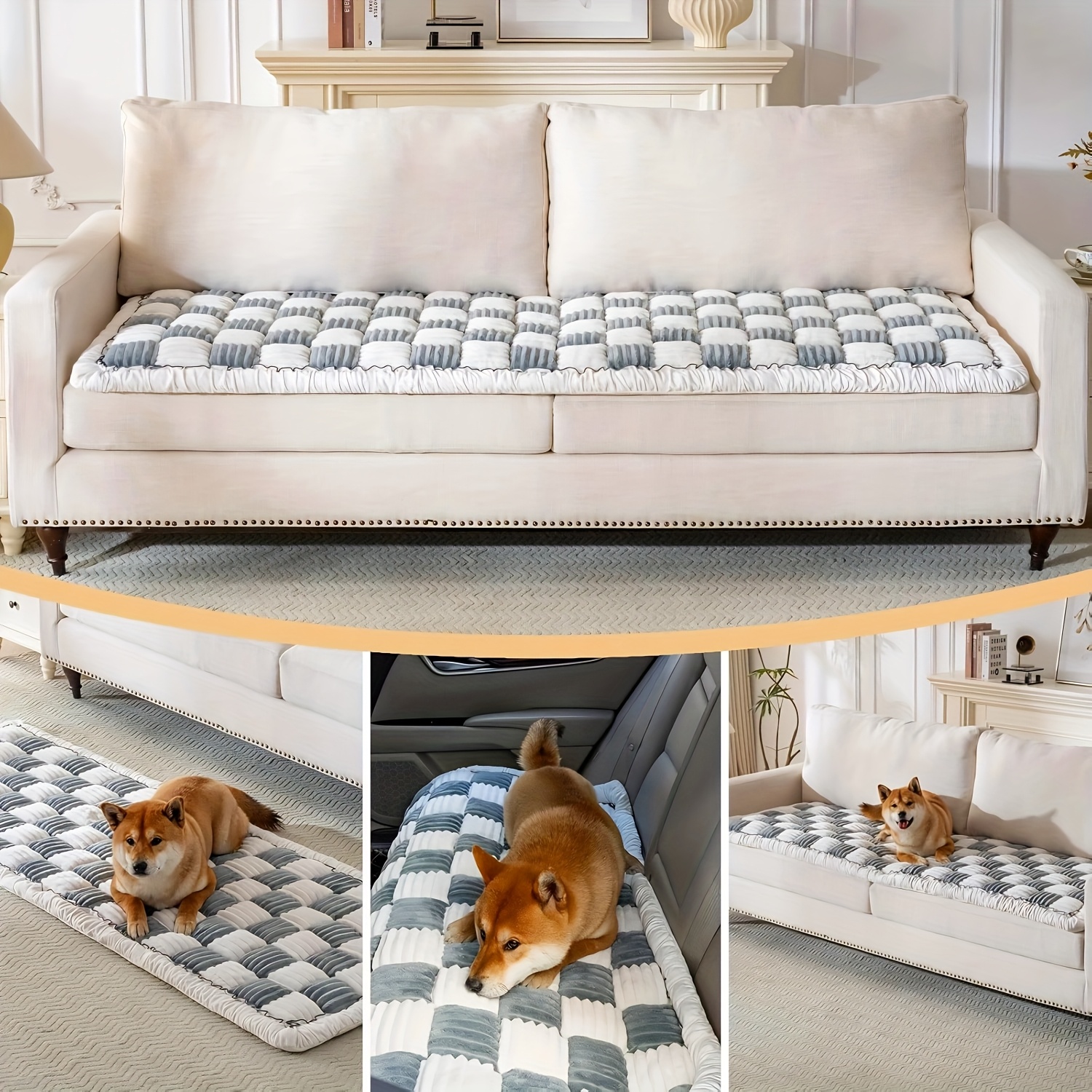 backseat pet bed mat   dog bed for car back seat pet couch cover for sofa multi purpose plush thick pet cushion floor pad non slip travel dog bed couch covers for dogs washable Product details 2