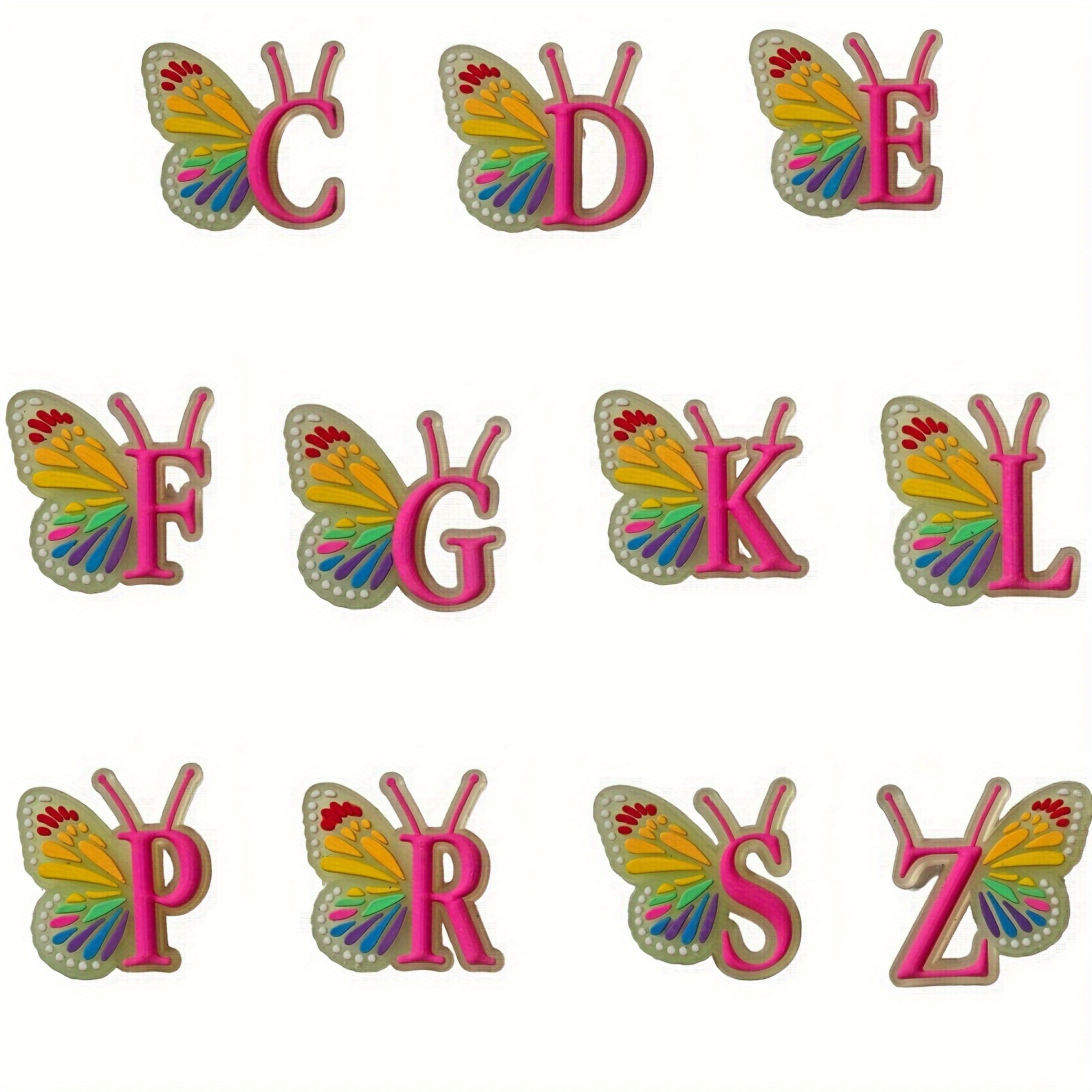 Glow in dark Butterfly Letter Shoe Charms Set Cute - Temu