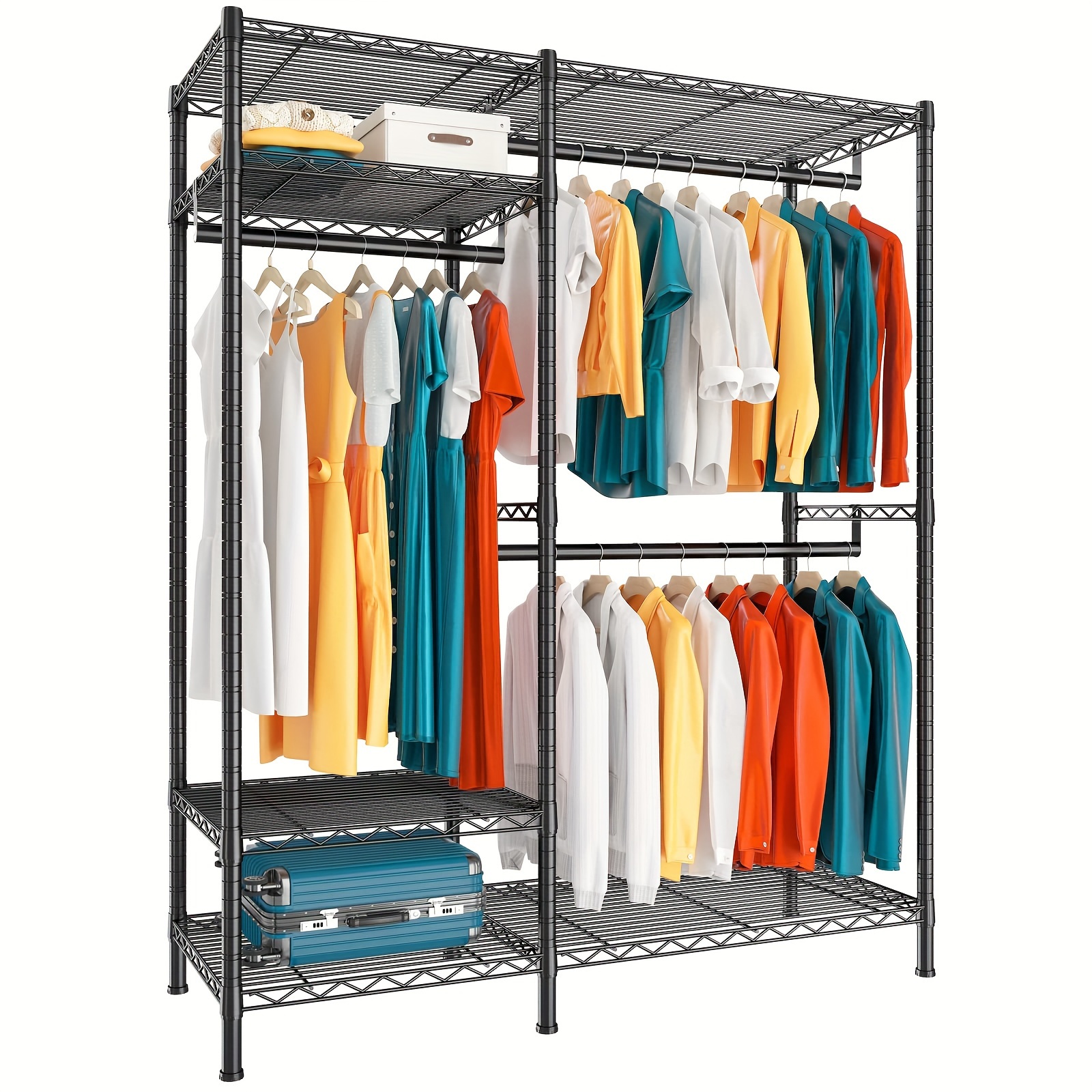 

Clothes Rack Heavy Duty Clothing Rack Load 700lbs Clothing Racks For Hanging Clothes Adjustable Closet Rack Metal Wadrobe Closet Wire Garment Rack Clothes Rack 45.5" W X 77" H X 16.5" D Black