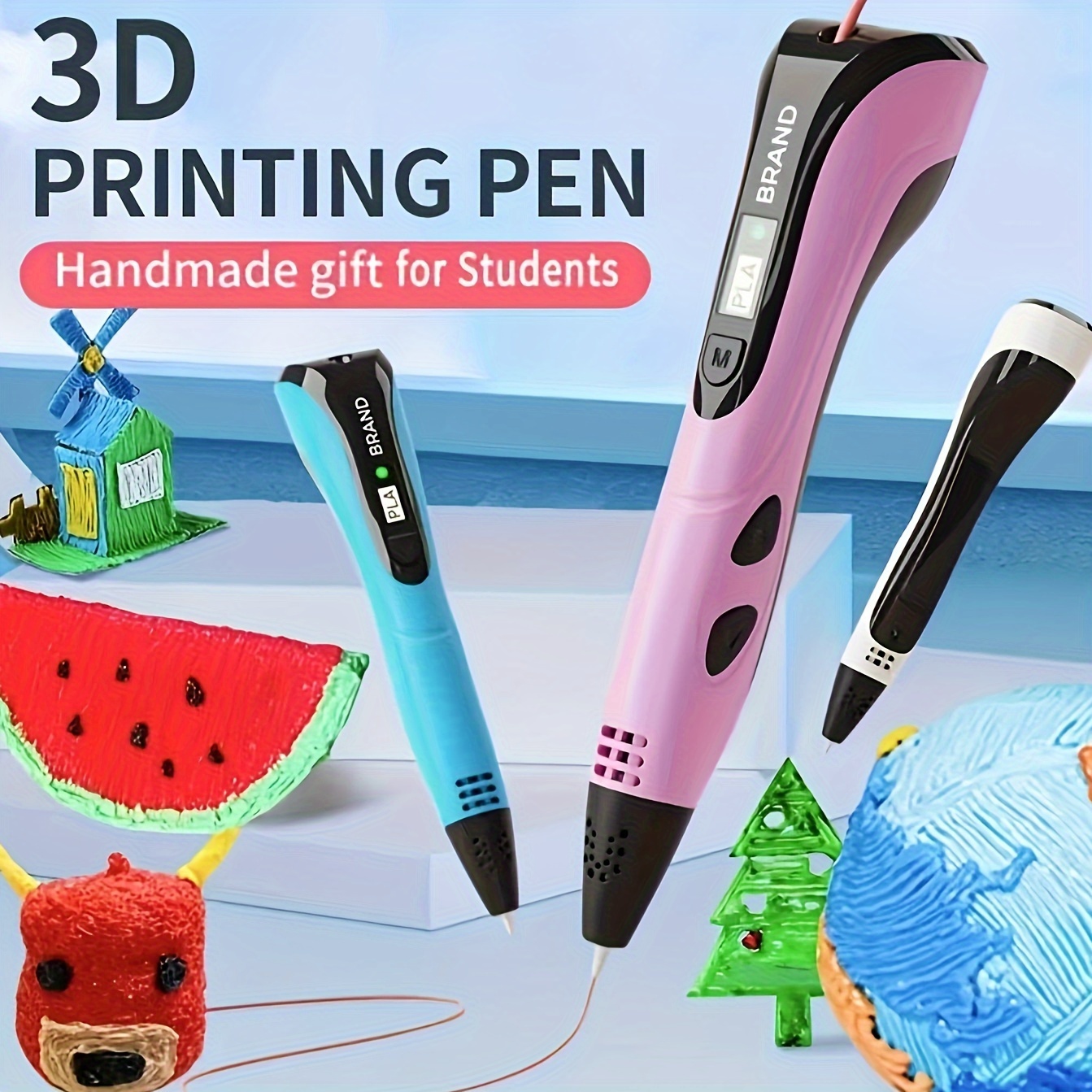 4 juego de bolígrafo de impresión 3D para juguetes de pintura para niños y  adultos, impresión a baja temperatura, incluye bolígrafo 3D, 3 colores  aleatorios, 6 metros de filamento PLA, cable USB