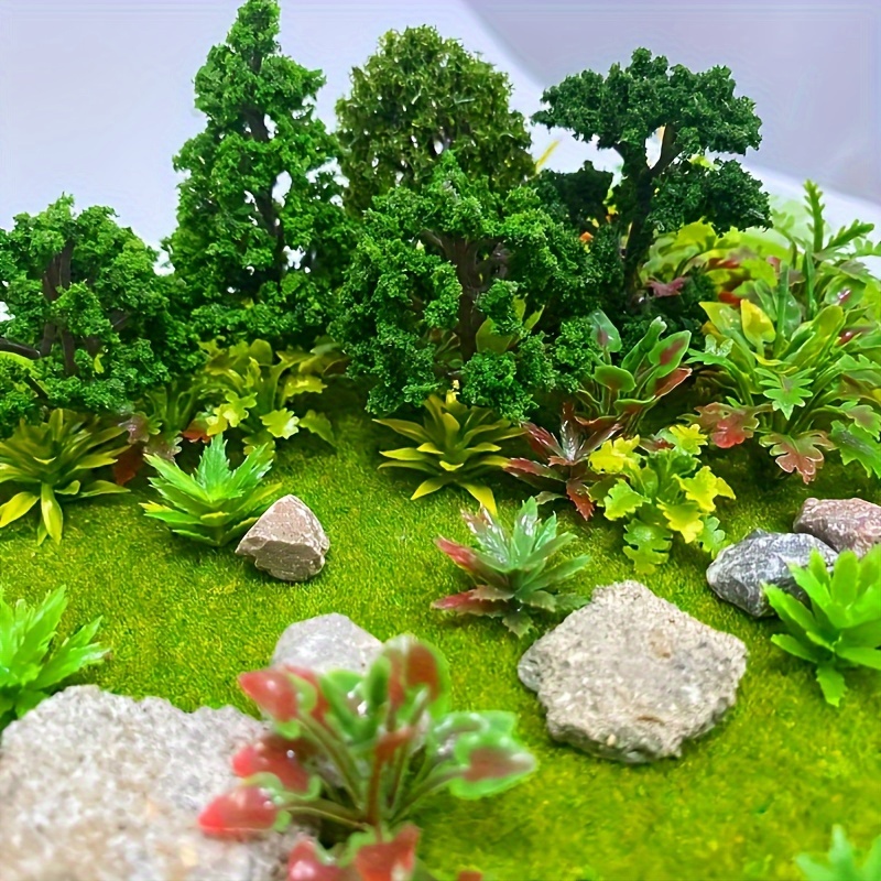 

24-piece Miniature Fairy Garden Plant Set - Artificial Wagging Tree Models For Railroad Landscape & Creative Thinking Development