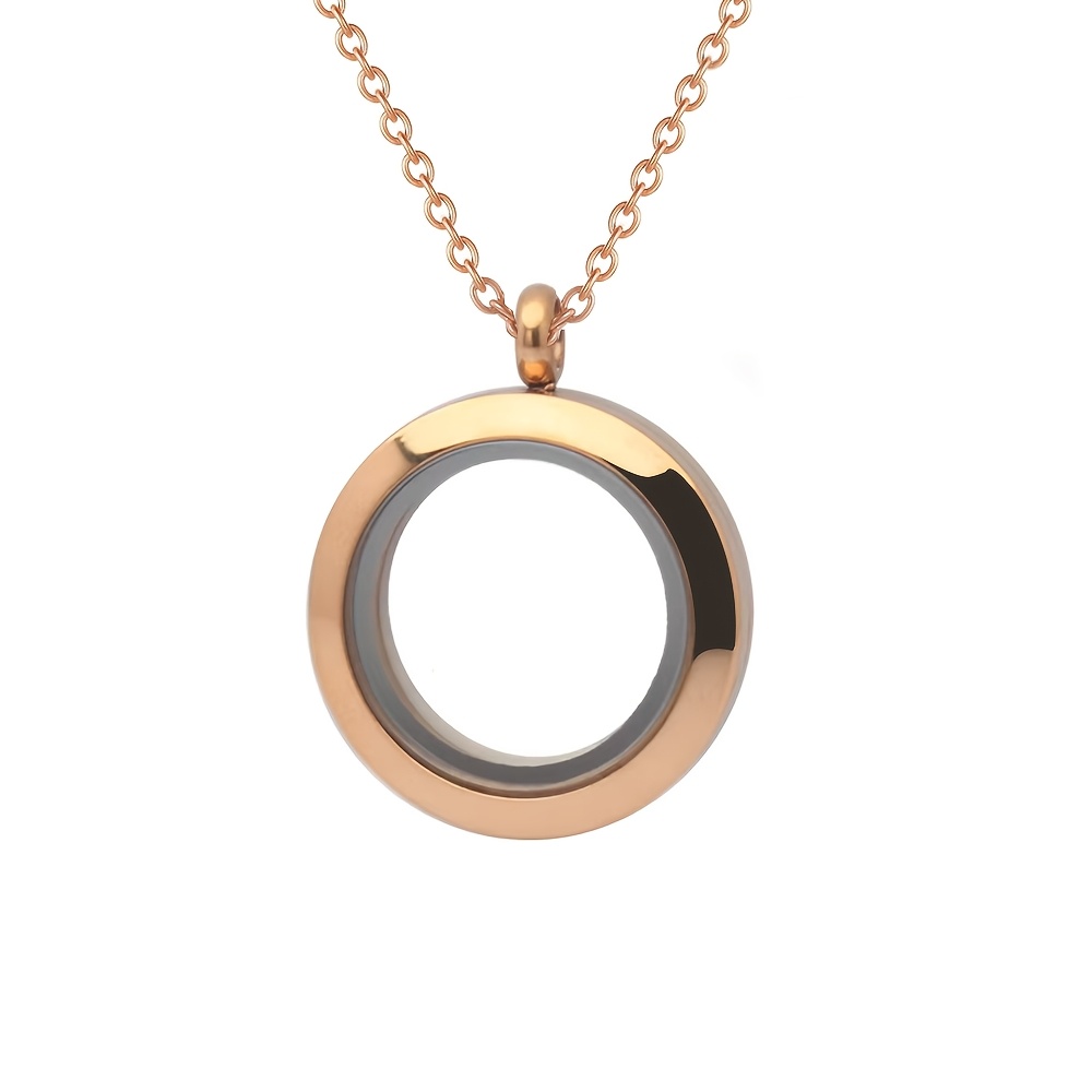 TEMU Round Pendant Necklace Stainless Steel Necklaces For Women Men Jewelry Chain Around Neck Necklace Decoration Gifts