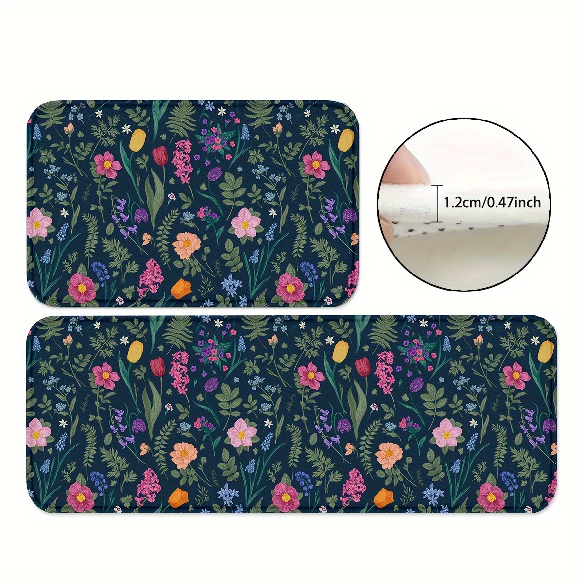 

1/2pcs Floral Kitchen Rug, Non-slip And Durable Floor Mat, Non-slip And Durable Floor Mat, Comfortable Standing Runner Rug, Kitchen Office Laundry Room Bathroom Spring Summer Home Decor