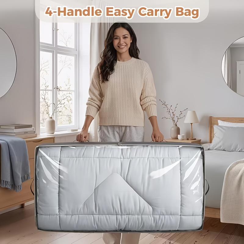 4pcs Underbed Storage Boxes with Zipper and Transparent Front