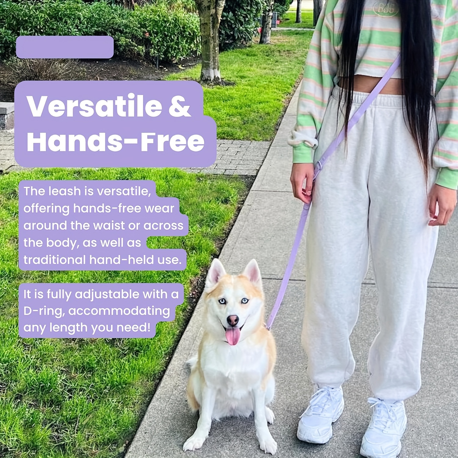 

Versatile Hands-free Dog Leash, Pvc Pet Lead With Alloy Buckle, Waterproof & Dirt-resistant, Adjustable Waist Belt For Walking, Running & Training