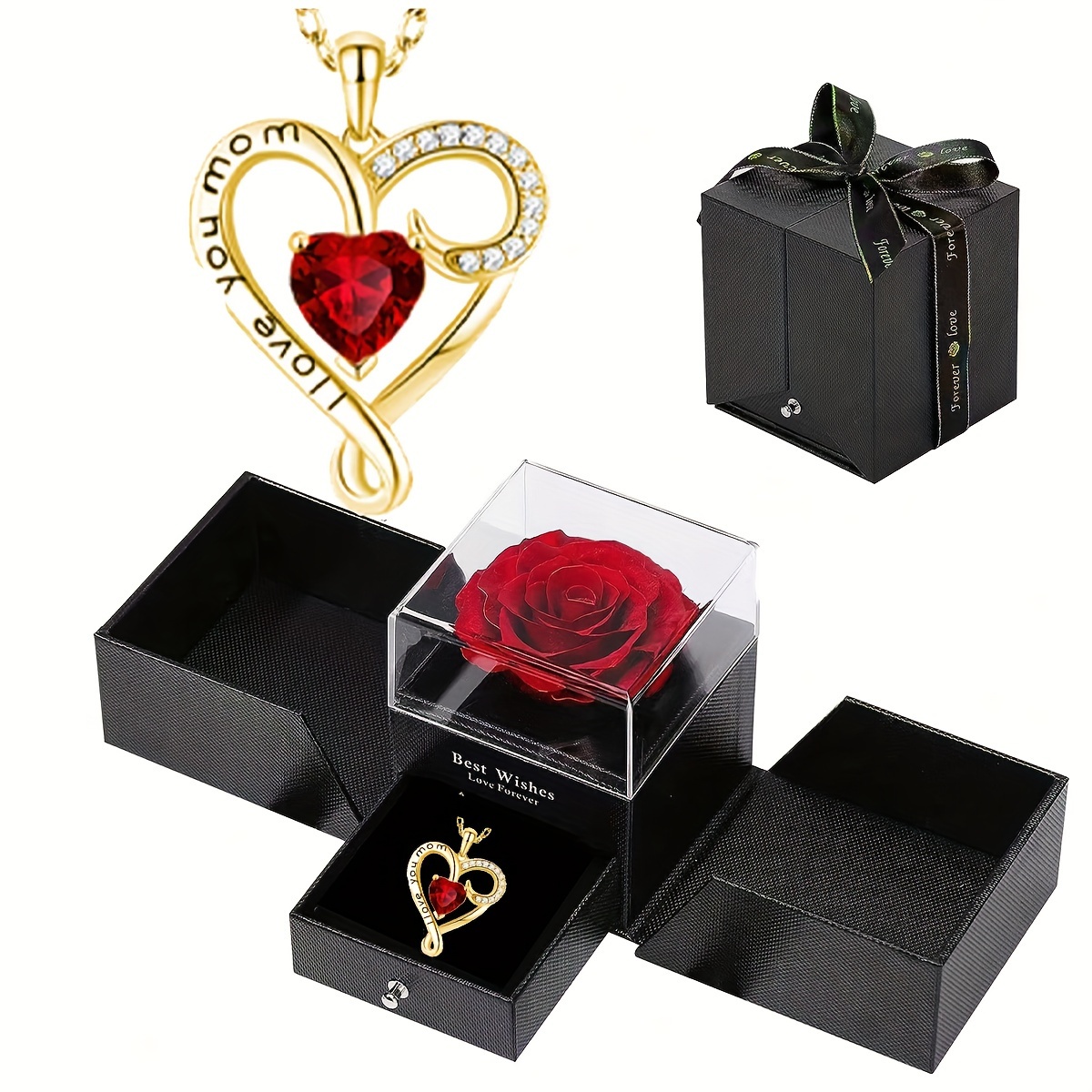 Regalos de cumpleanos para mujer caja de regalo de oso con collares de  corazon